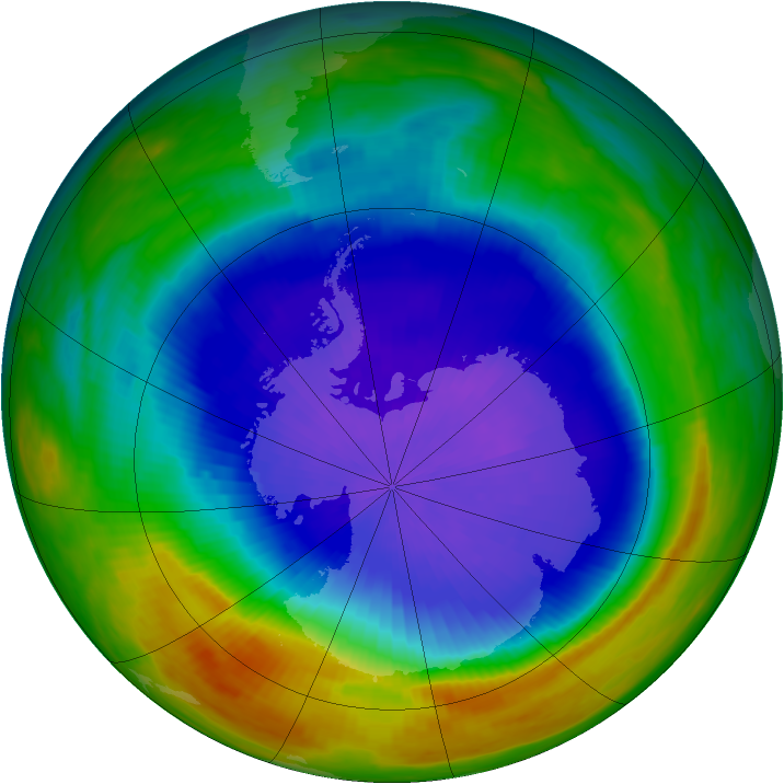 Antarctic ozone map for 08 October 1987